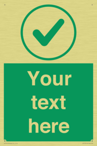 Custom green background, green tick in circle sign